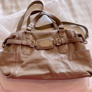 Michael Kors tan leather purse with short and long straps